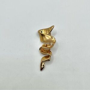 M Jent Vintage Abstract Brooch Gold Tone Swirled Wavy Ribbon Pin